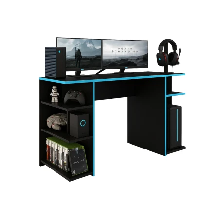 Escritorio Gamer Mesa Para Pc Estantes Calidad Azul