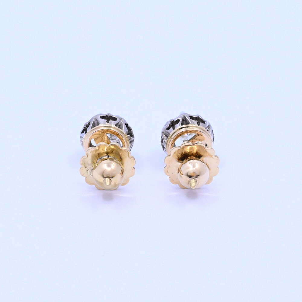 Caravanas oro 18k 2 tonos con brillantes. Caravanas oro 18k 2 tonos con brillantes.