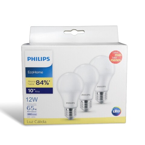 LAMPARA ECOHOME LED BULBO 12W E27 3000KHV PACK 3 LAMPARA ECOHOME LED BULBO 12W E27 3000KHV PACK 3