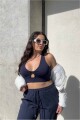 Top Oasis Twist Sports Bra Mujer Deep Navy