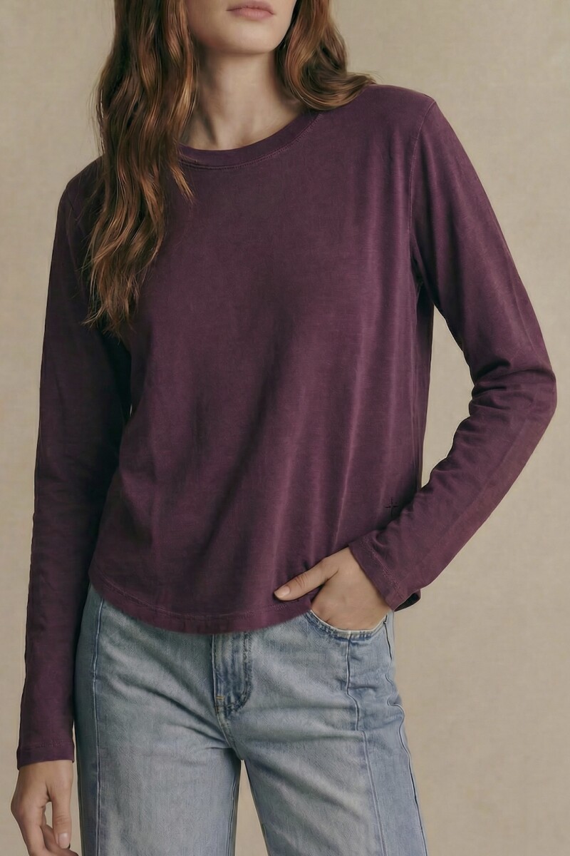 Remera Algodon Lavado Burdeos