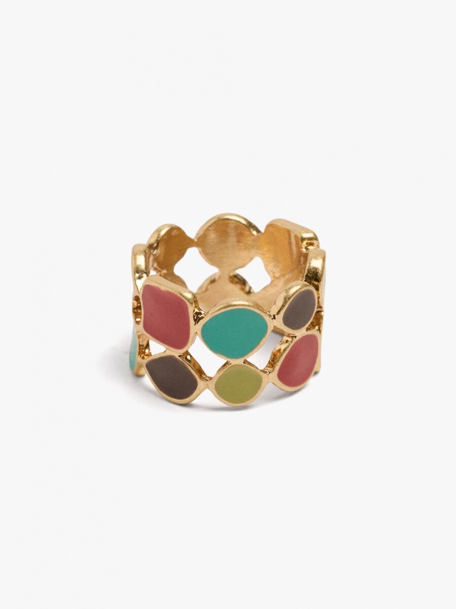 Anillo Ancho Esmalte Multicolor rosa