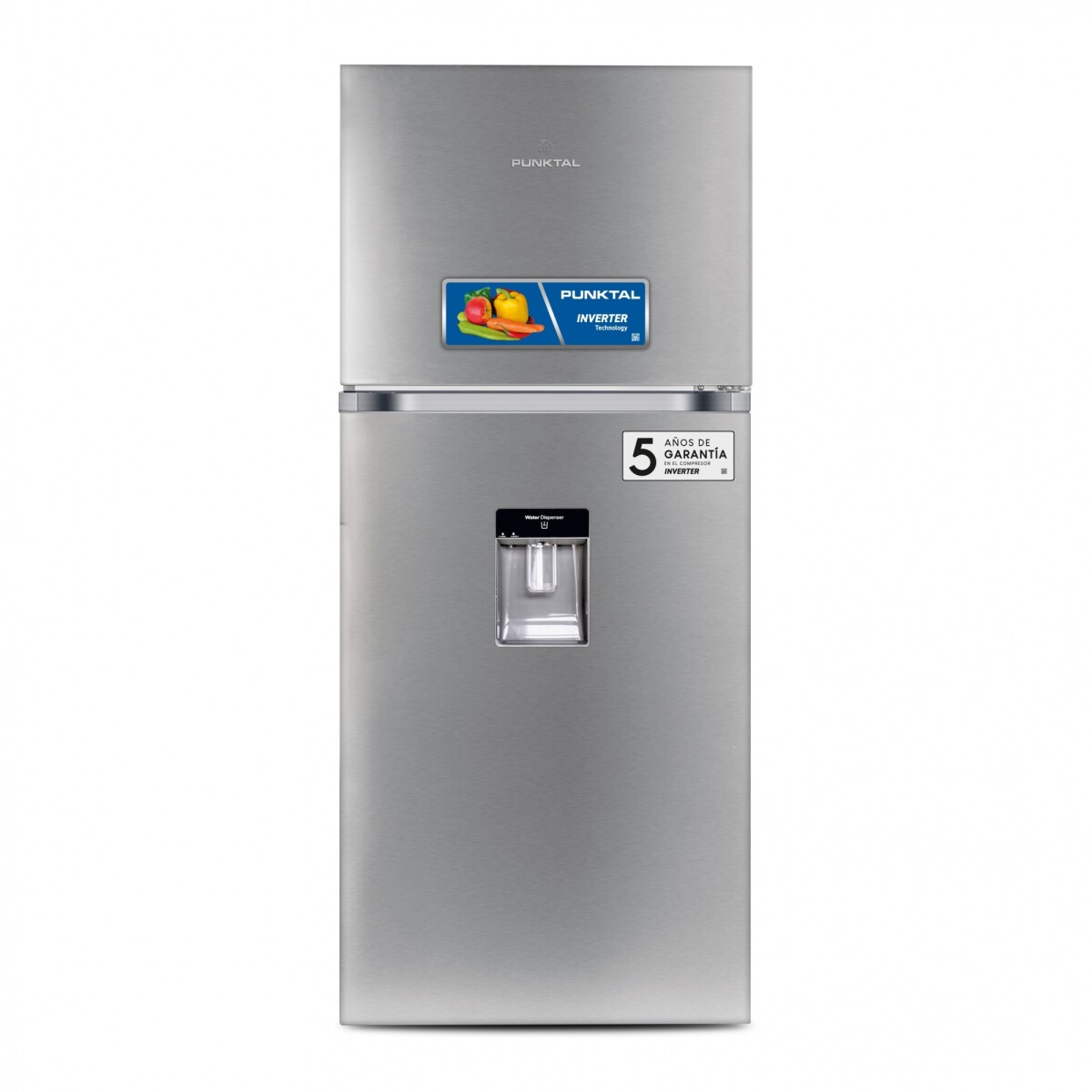 Refrigerador Punktal Silver 409lts frío seco inverter con dispenser 