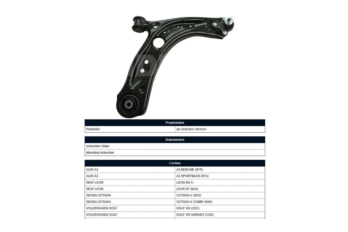 Parilla De Suspension Delantera Audi A3 13-18 Der Parilla De Suspension Delantera Audi A3 13-18 Der