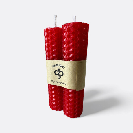 Vela De Miel Gruesa X2 De Colores Rojo