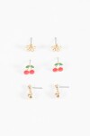 Set de caravanas cherry flor dorado