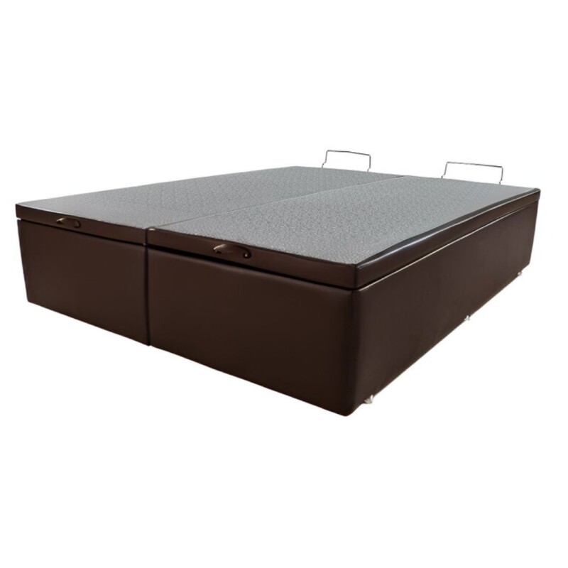 Box Baúl Eco Cuero chocolate Queen 158 x 198 x 45