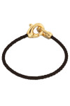 PULSERA DE CUERO MARRÓN CON MOSQUETÓN ENTRELAZADO BAÑADO EN ORO 18K Pulsera