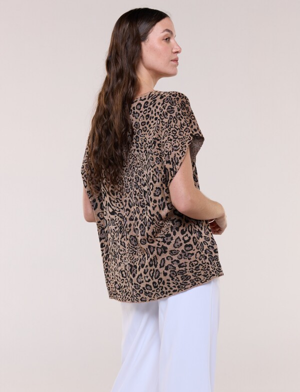 Blusa Animal Print Leopardo Con Lúrex MARRON/MULTI