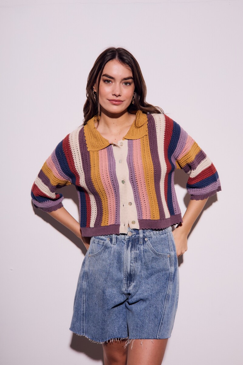 Camisa Crochet Rayada Multi