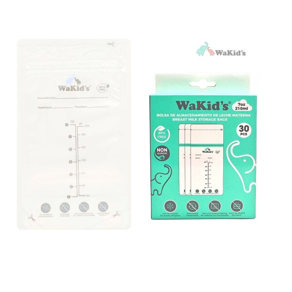 Bolsas almacenamiento leche Wakids 210ml (30pz) Bolsas almacenamiento leche Wakids 210ml (30pz)