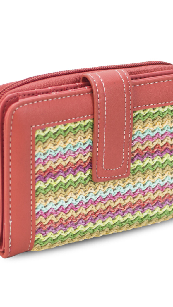 BILLETERA AGNES TEJIDO MULTICOLOR ARCILLA