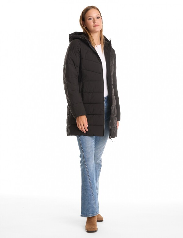 Campera Puffer Capucha NEGRO
