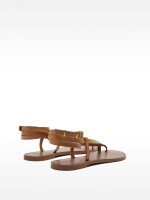 Sandalias Planas De Piel Con Tiras camel