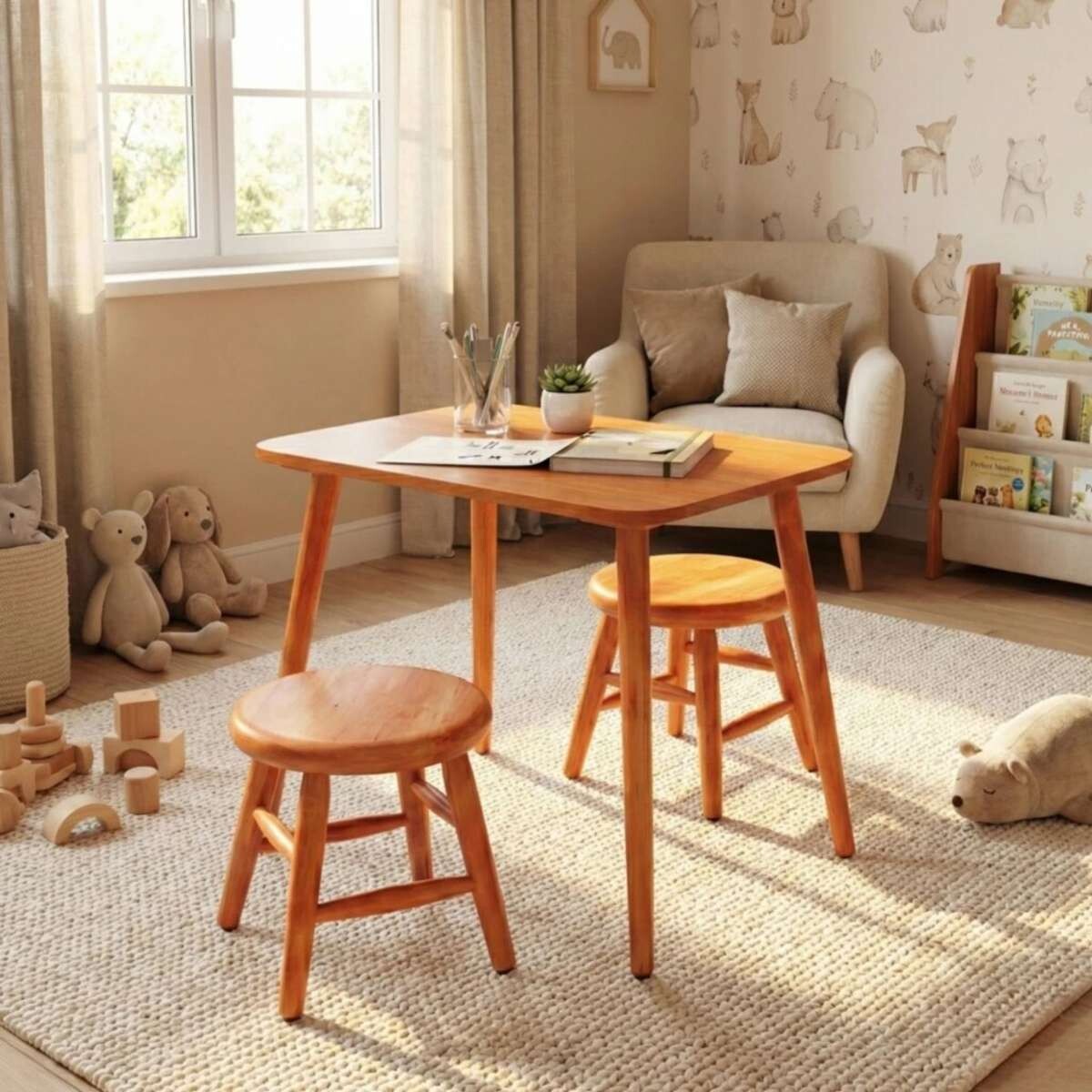 Mesa Infantil Madera + 2 bancos - Udine 