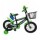 Bicicleta Infantil Rodado 16 c/Canasto Rueditas Portabotella Negro/verde