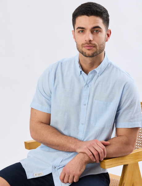 CAMISA LISA DE LINO Celeste