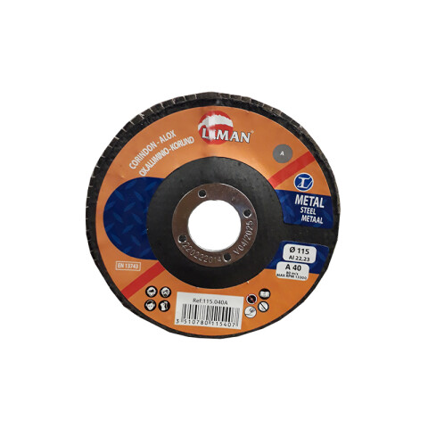 Disco flap oxido aluminio 115 x 22,23 mm grano 40 REF170