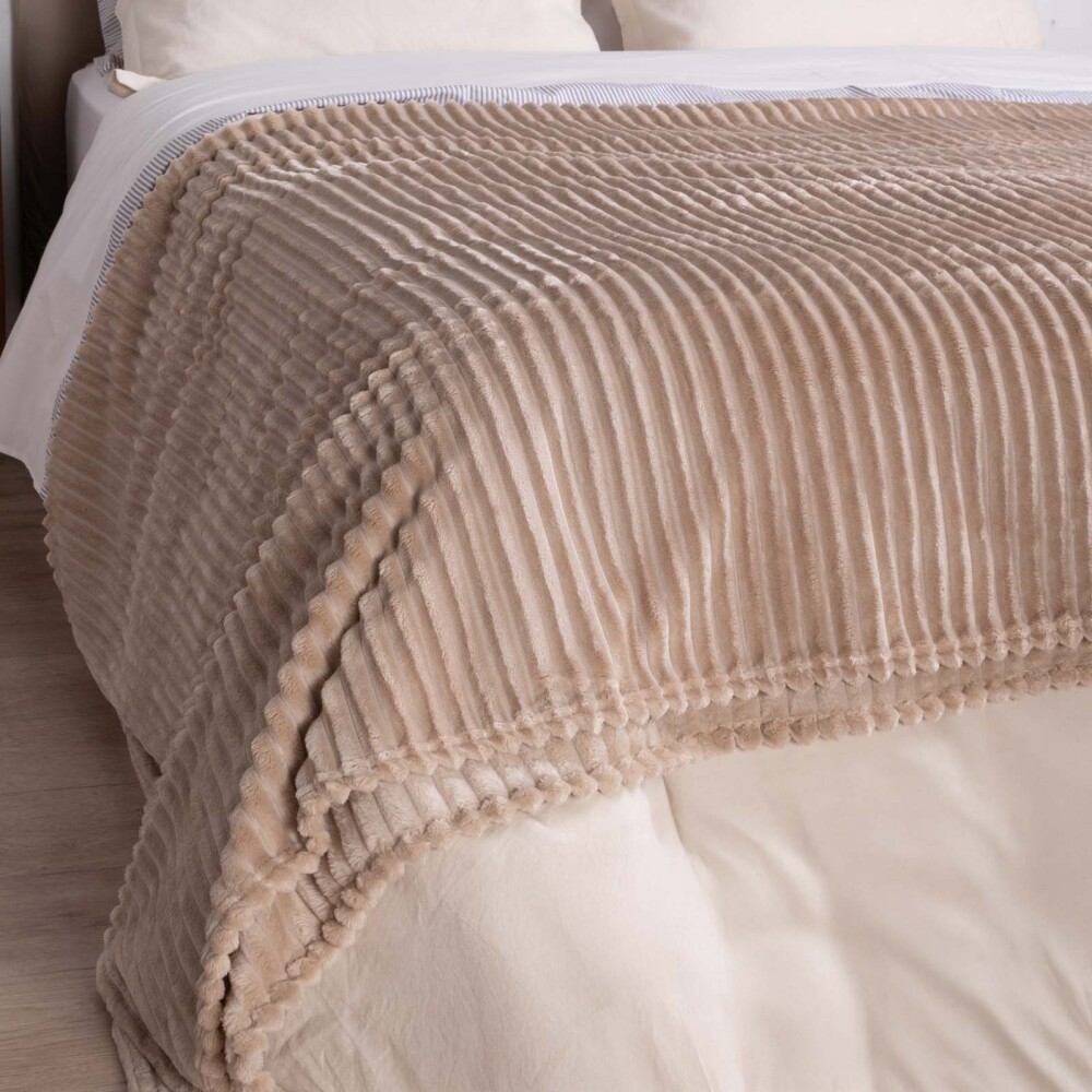 MANTA QUEEN ALGODON MARRON DERBY TOSTADO