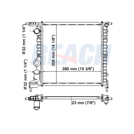 RADIADOR RENAULT R19 1.4N CLIO 1.2 I FRANCES /98 (390X358) REACH RADIADOR RENAULT R19 1.4N CLIO 1.2 I FRANCES /98 (390X358) REACH