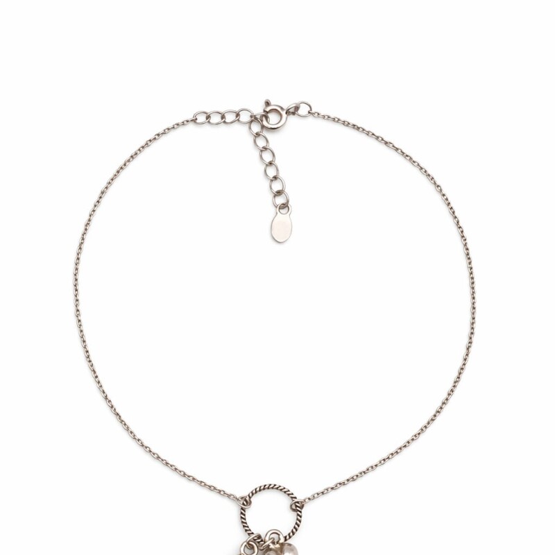 Tobillera force - Dije corazón - Plata 925 - sin piedra - TO3004 sinpiedra