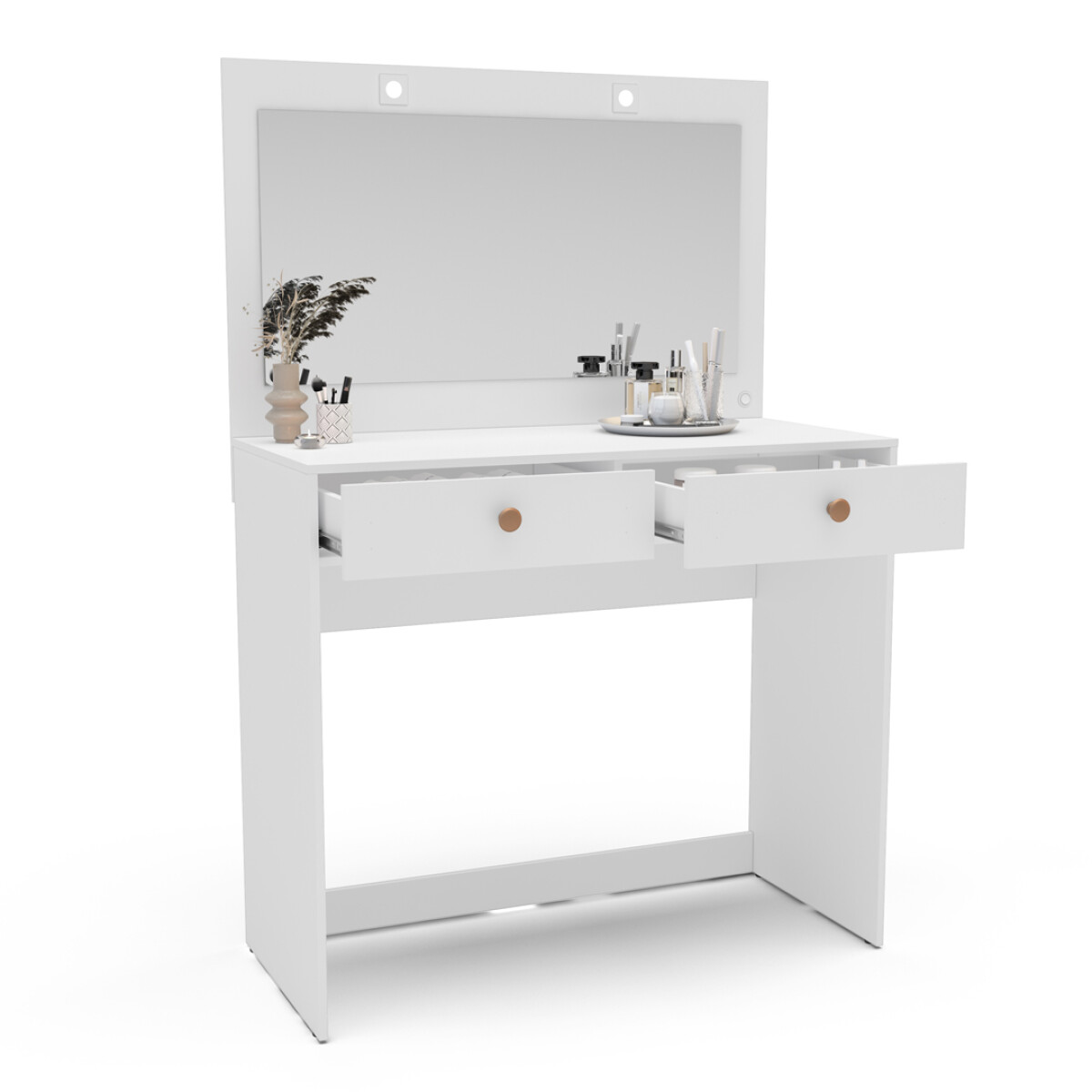 TOCADOR VALENCIA CON ESPEJO Y LUZ LED - BLANCO 