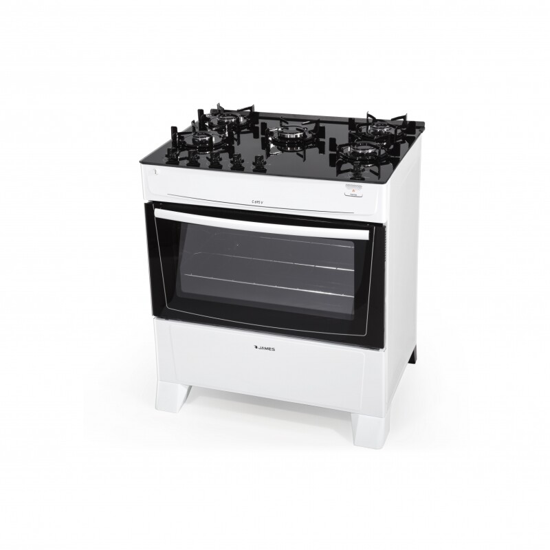 Cocina A Gas James 5 Hornallas Blanca Con Mesada De Vidrio Negra C 695 V Cocina A Gas James 5 Hornallas Blanca Con Mesada De Vidrio Negra C 695 V