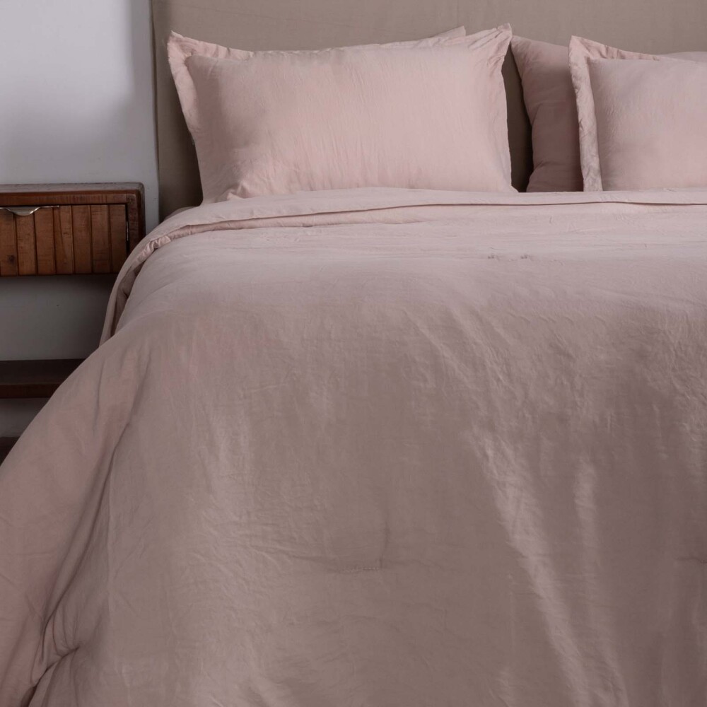 SET ACOLCHADO 1 PLAZA POLIESTER MARRON PREWASHED TOSTADO
