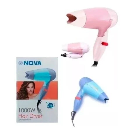 Secador de Pelo Mini Nova para Viaje 1000W Rosa y Azul 001