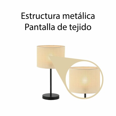 Lámpara De Mesa Decorativa Tejido Metal Estilo Boho Negro/beige