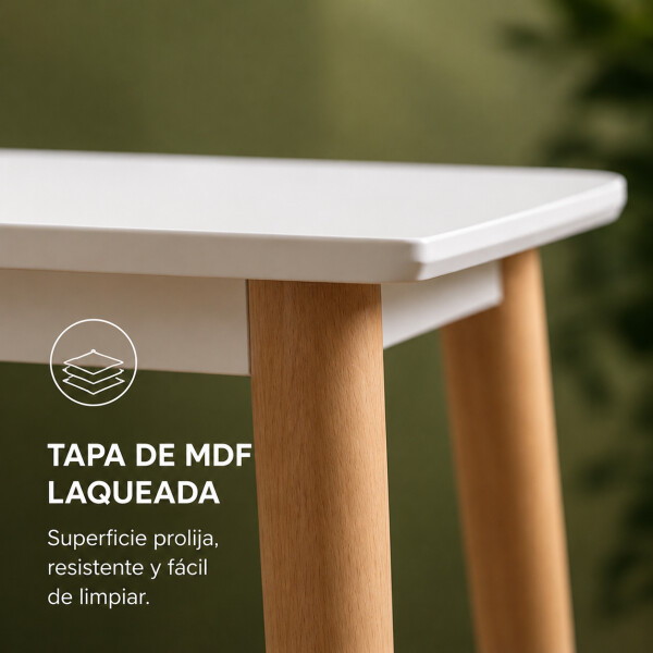 Mesa Comedor ComboHome Milan Rectangular Laqueada 120 x 80 Blanco 1