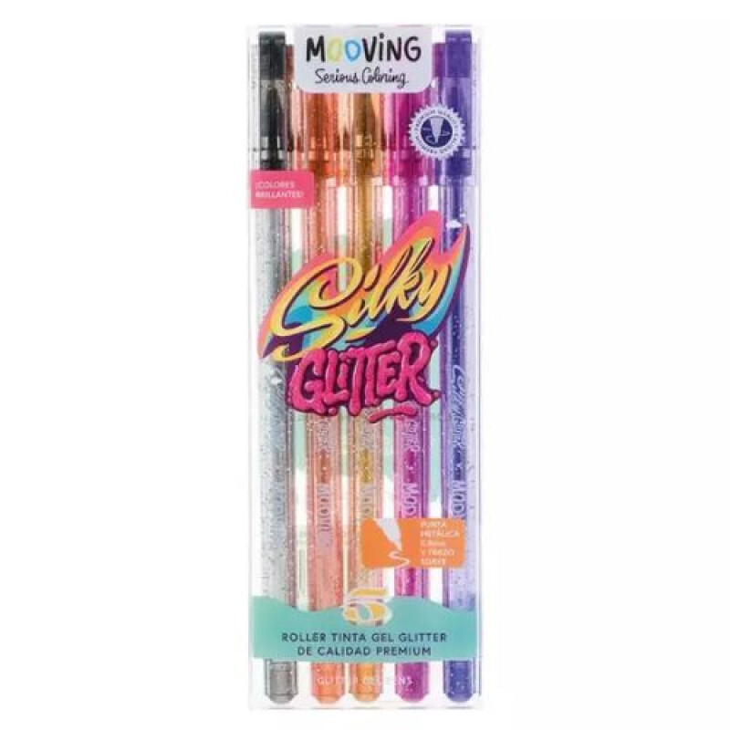 Bolígrafo Roller Gel Glitter Mooving 5 colores Bolígrafo Roller Gel Glitter Mooving 5 Colores