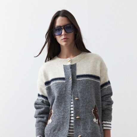 CARDIGAN RABBIT Gris Melange
