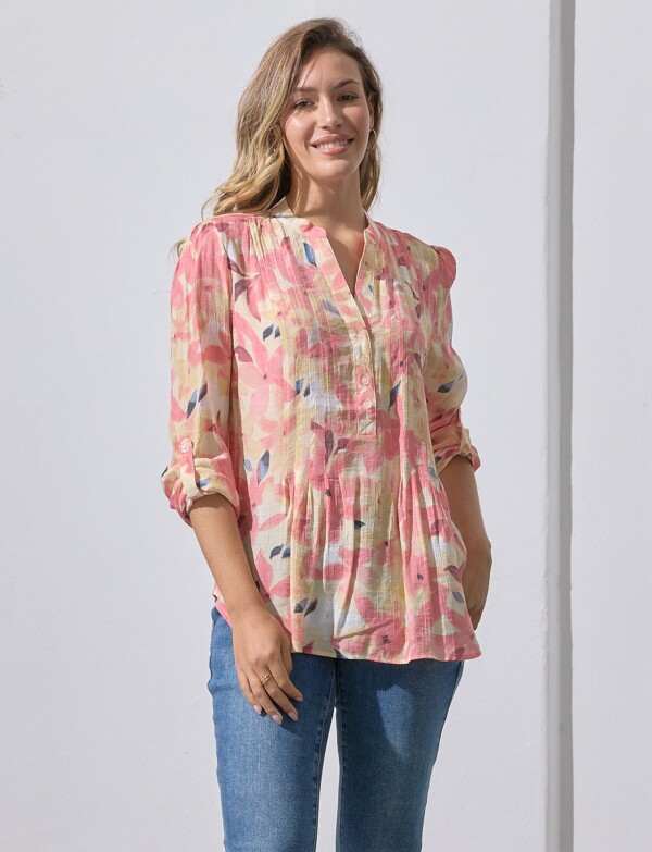 Blusa Gasa Print MULTI/AMARILLO