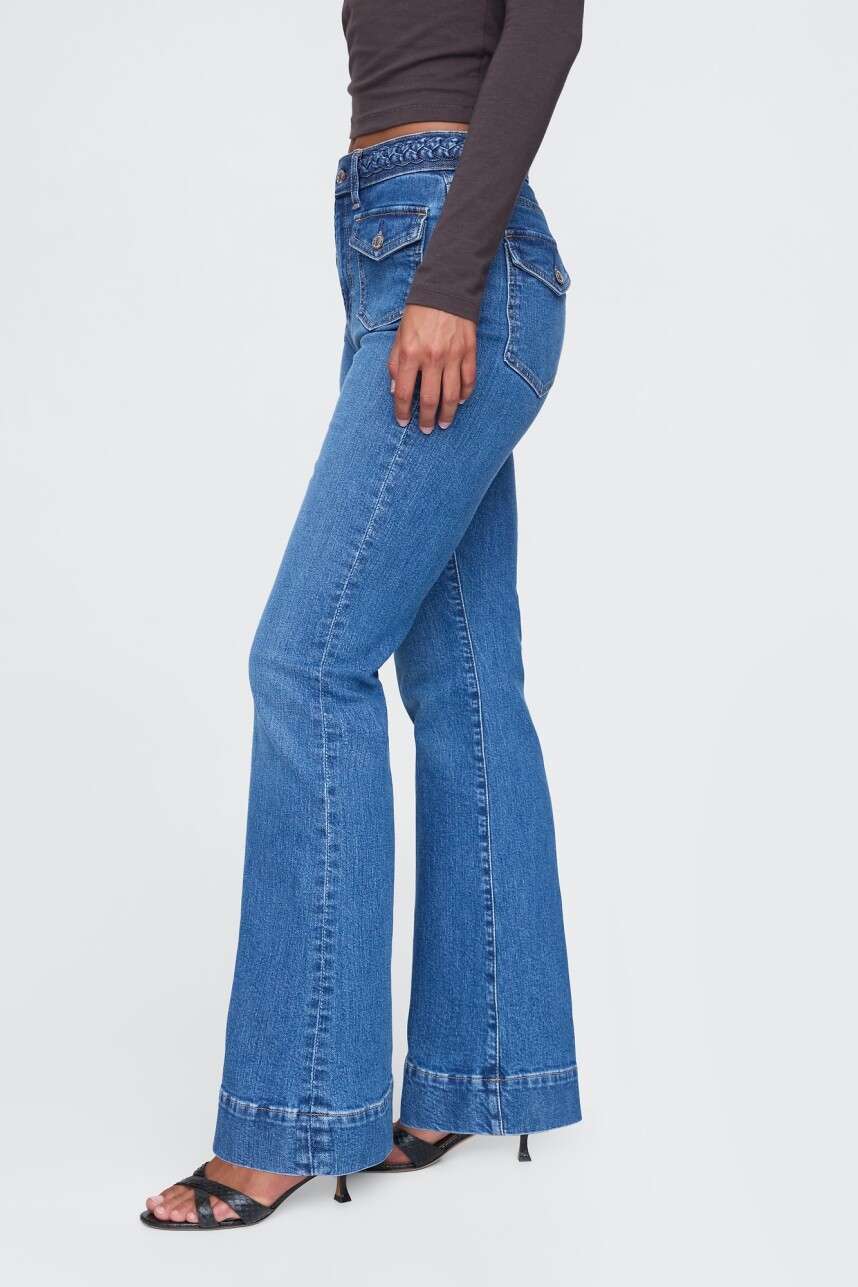 Jean 70S Flare Tiro Alto Mujer Medium Indigo 3