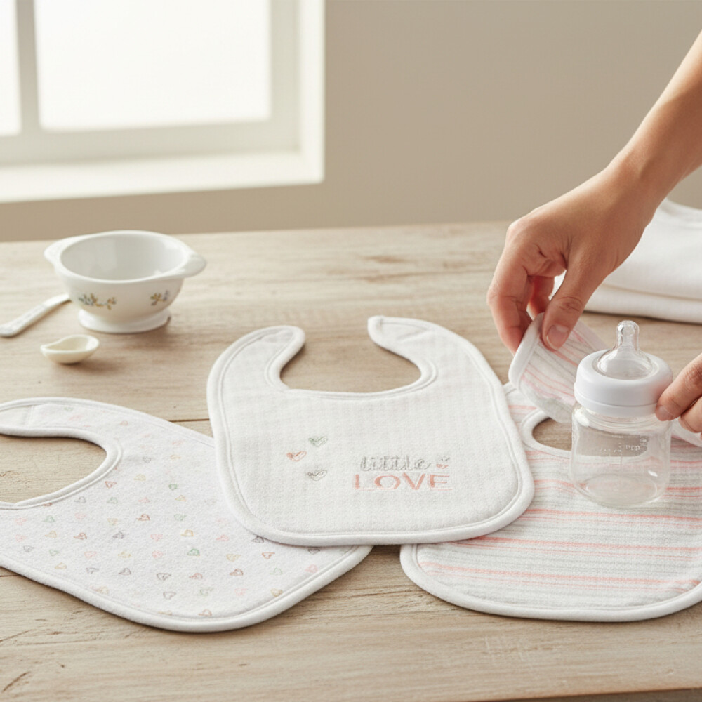 Set x3 baberos algodon LORELLI rosa