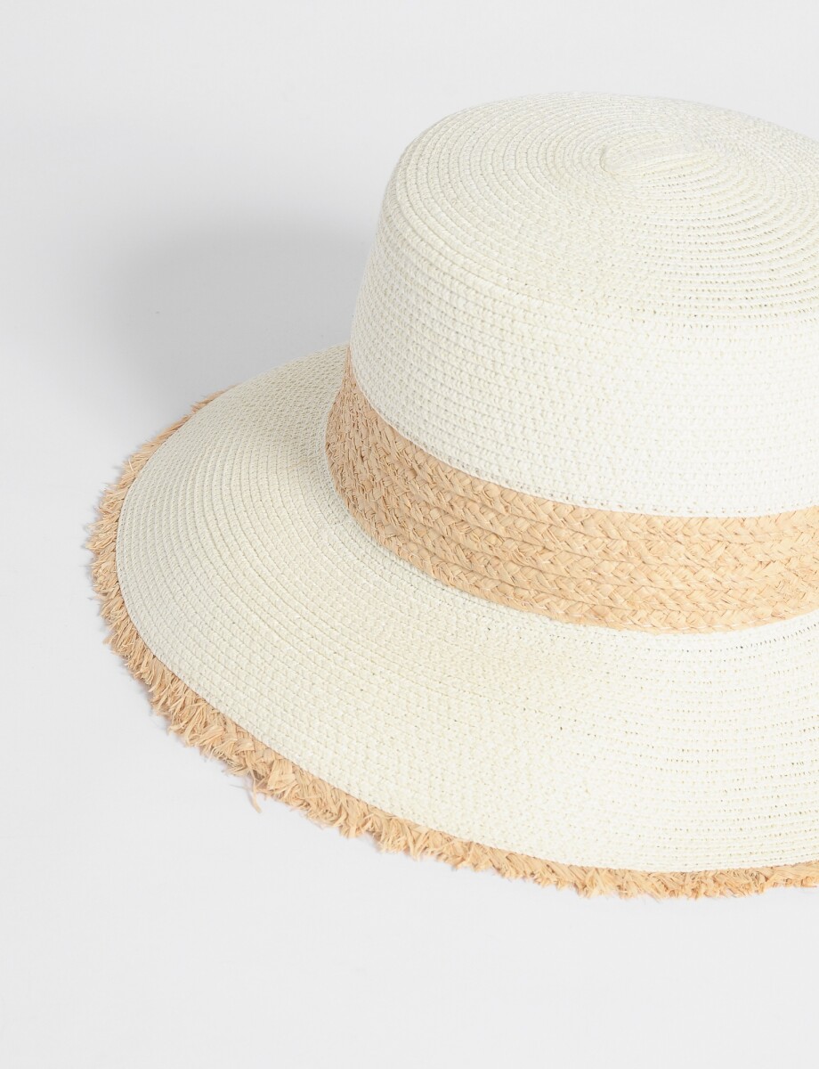 Sombrero con detalle rafia - blanco 