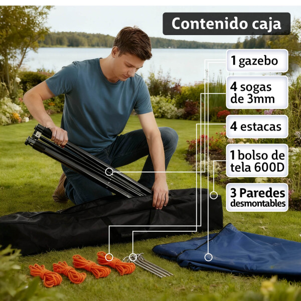 Gazebo Plegable Reforzado 3x3 M Con Paredes Carpa Autoarmable Jardin Playa Patio Toldo Imback Color Azul Gazebo Plegable Reforzado 3x3 M Con Paredes Carpa Autoarmable Jardin Playa Patio Toldo Imback Color Azul