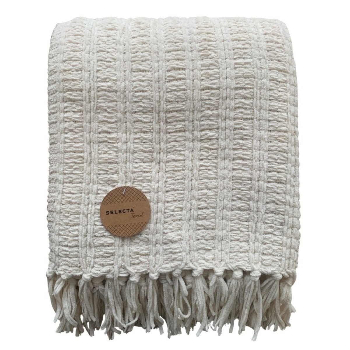 MANTA TEJIDA POLIESTER 125X150CM TEXTURA CRUDO 