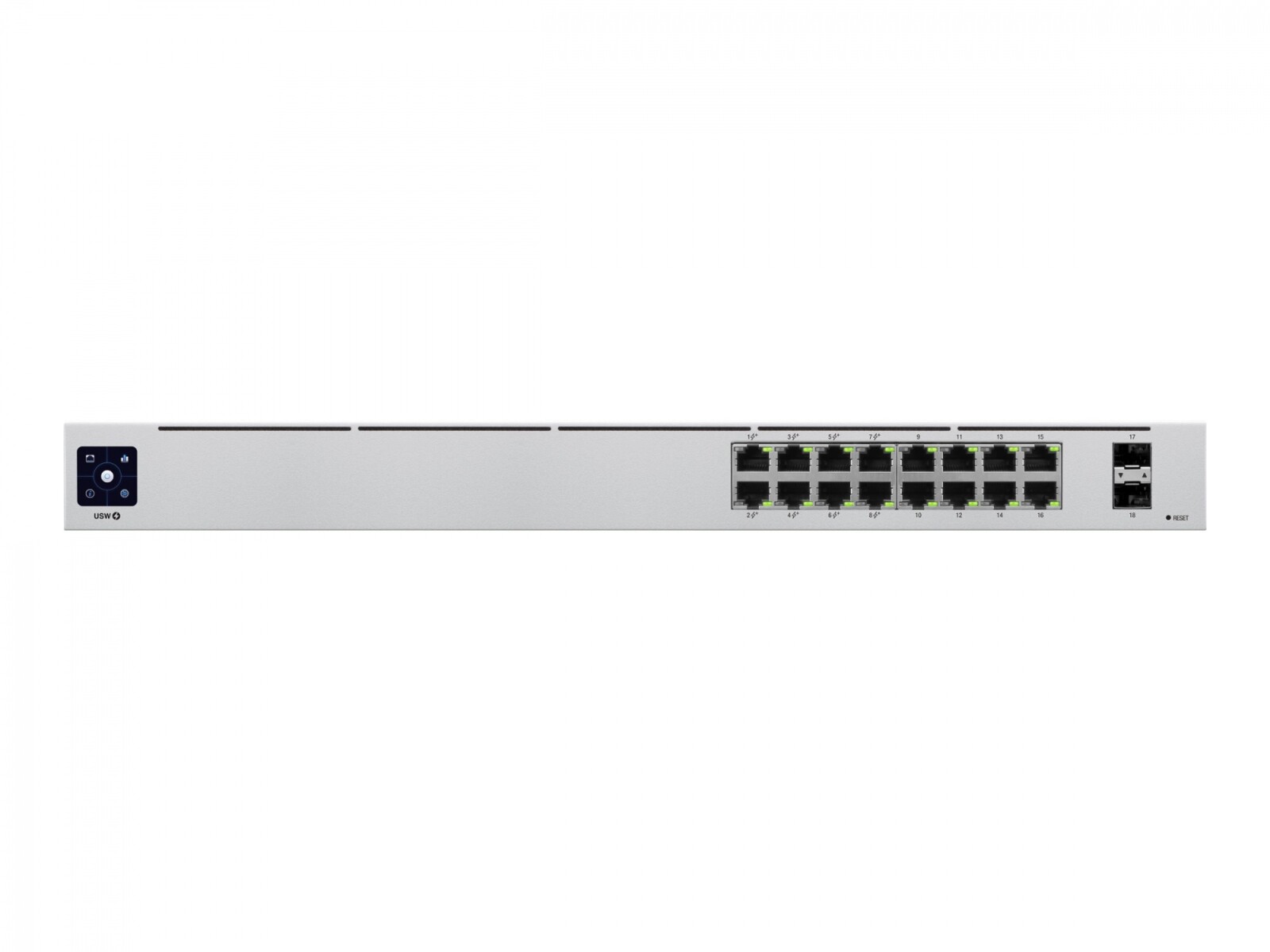 Ubiquiti UniFi Switch USW-16-POE - Conmutador - Gestionado - 16 x 10/100/1000 (8 PoE+) + 2 x Gigabit SFP - montaje en rack, sobr 