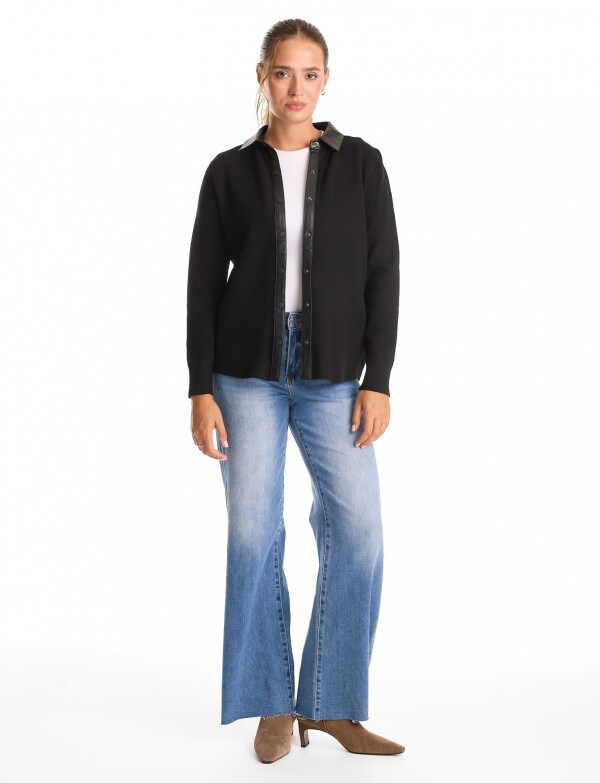 Sobrecamisa Combinada Eco Cuero NEGRO