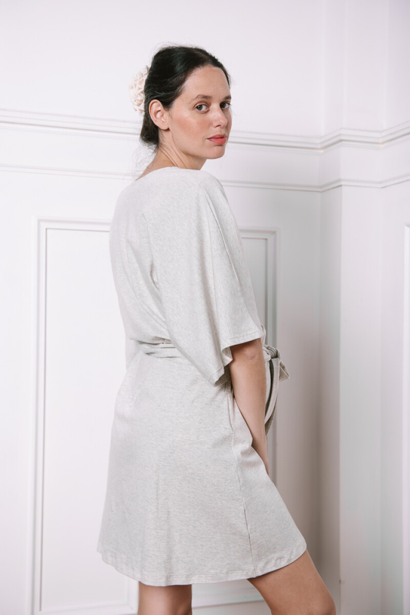 Bata Maternal Aurora Algodón – Embarazo y Lactancia Gris Melange