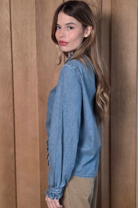 Camisa Franca Denim Azul