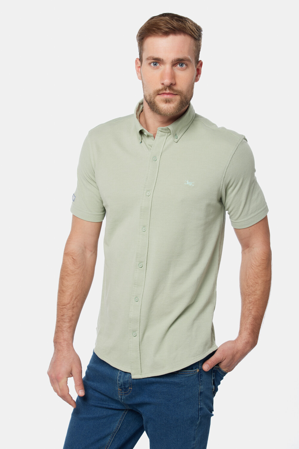 CAMISA LISA EN PIQUE Menta