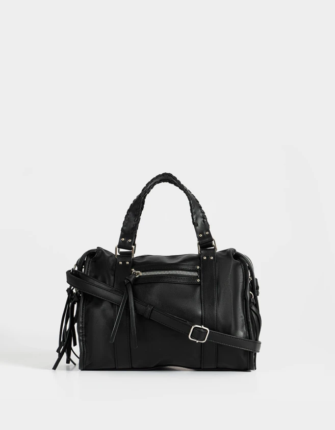 Bowling Boho Cartera Bowling Con Flecos - Negro