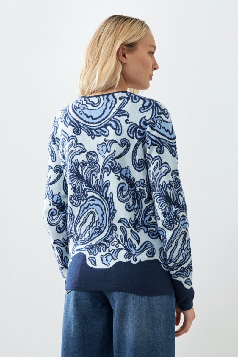Chaqueta tejida c/ jacquard floral verde agua