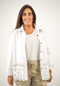 Chaqueta de Jean con broderie abajo Blanca