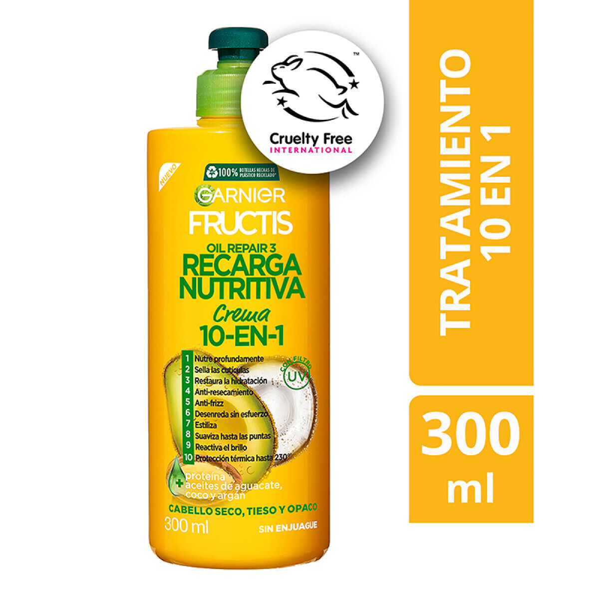 Garnier Fructis Crema de Peinar Recarga Nutritiva 300ml – Hidratación y Suavidad