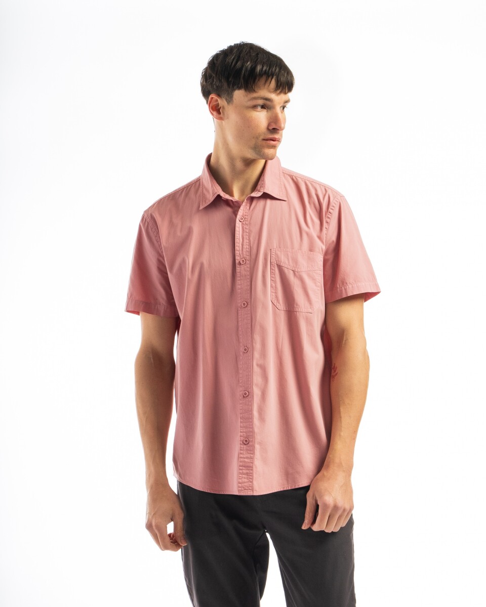 Camisa M/C Algodón C/Bolsillo Barcelona - Rosa 
