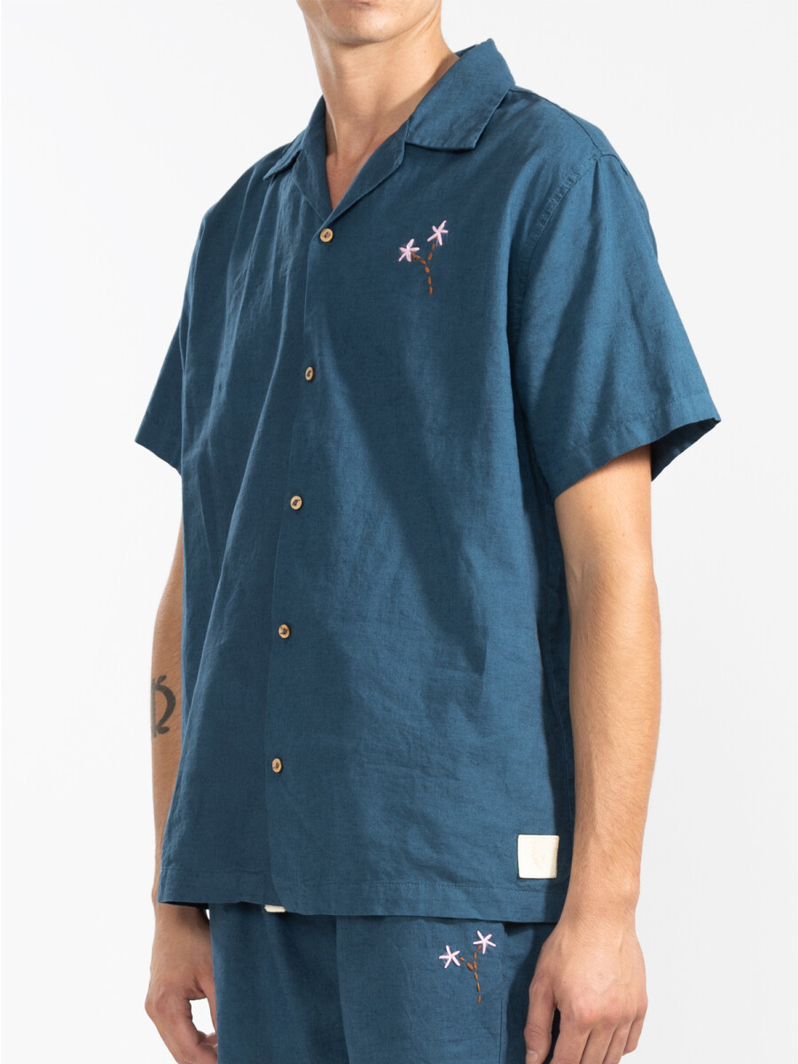 FLORAL CAMP-COLLAR BOXY SHIRT 